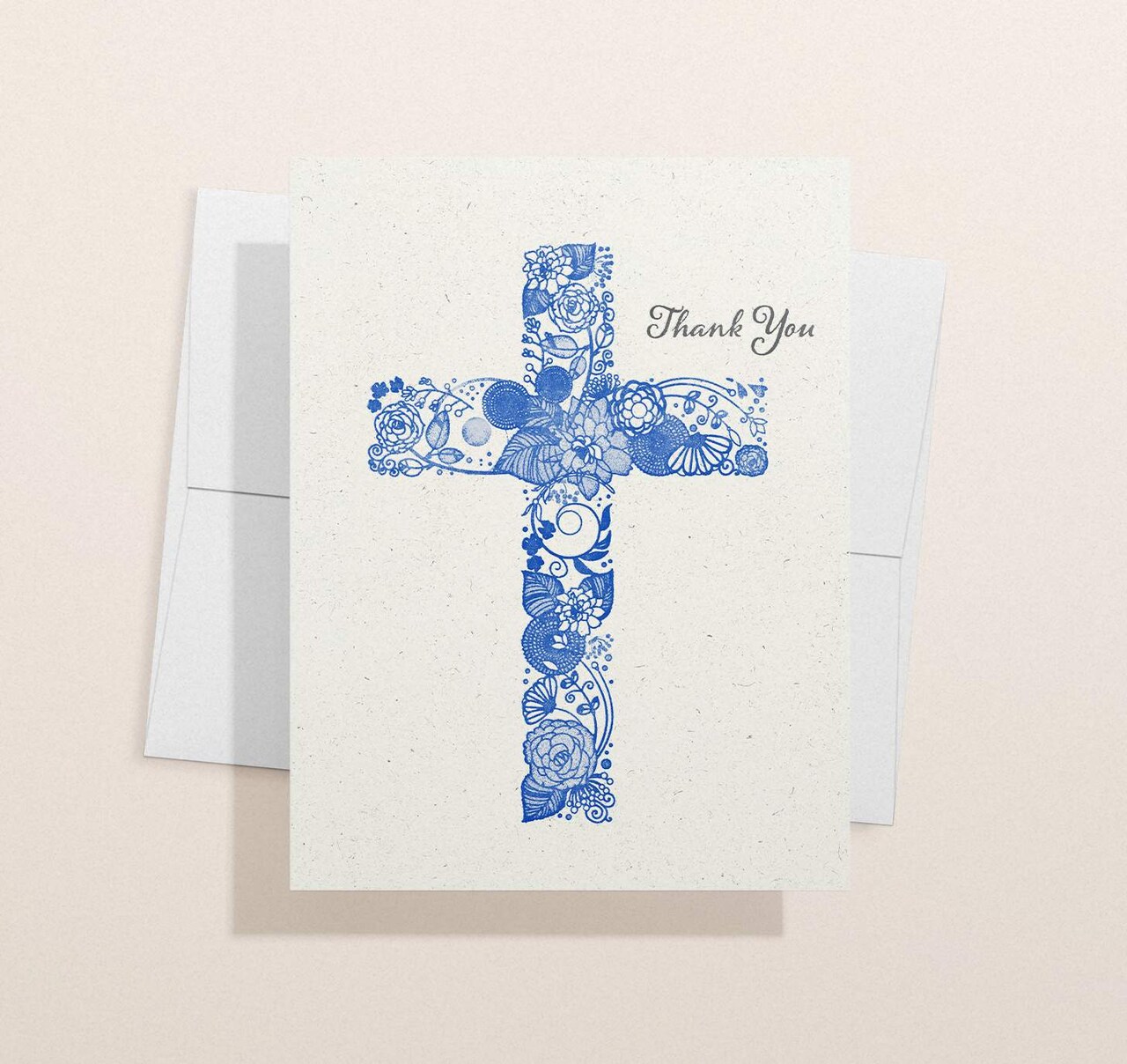 Twigs Paper - Christian Cross Thank You Cards 12-Count - Religious Greeting Cards with Envelopes - Blank Note Cards - Eco-Friendly Stationery